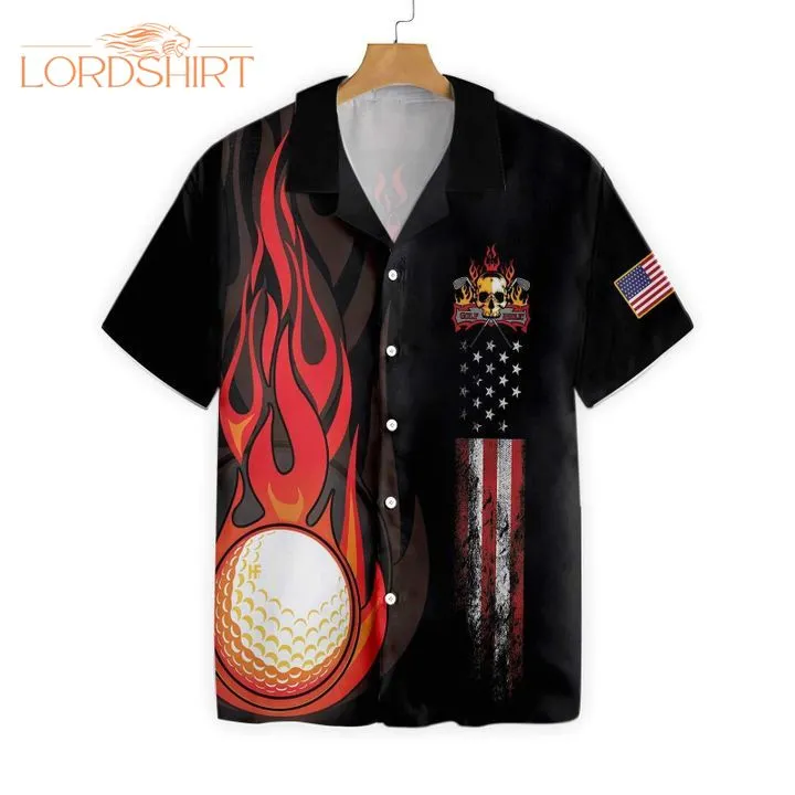 Golf Flame American Flag Hawaiian Shirt