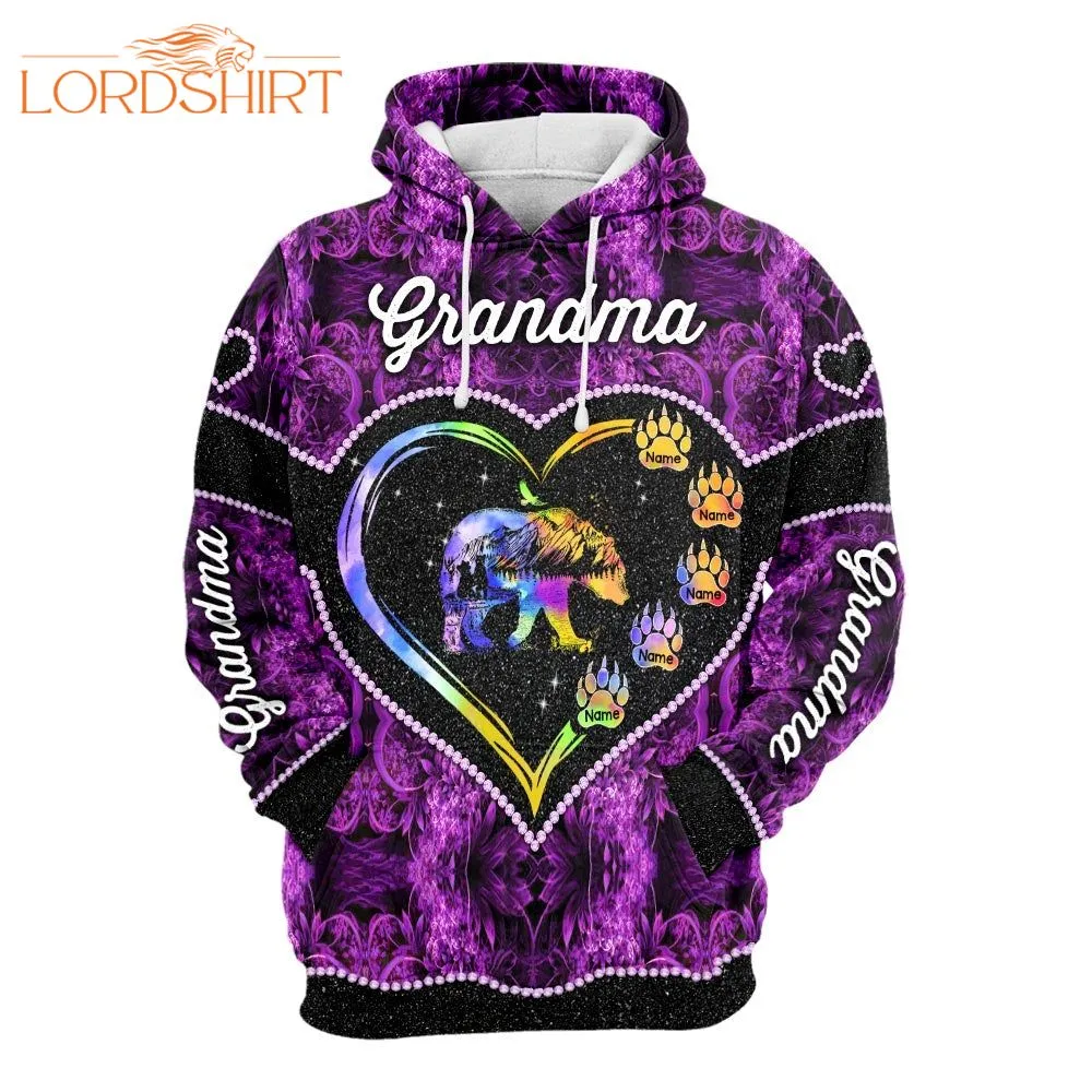 Grandma Bear Heart With Grandkids Custom Name 3d All Over Print