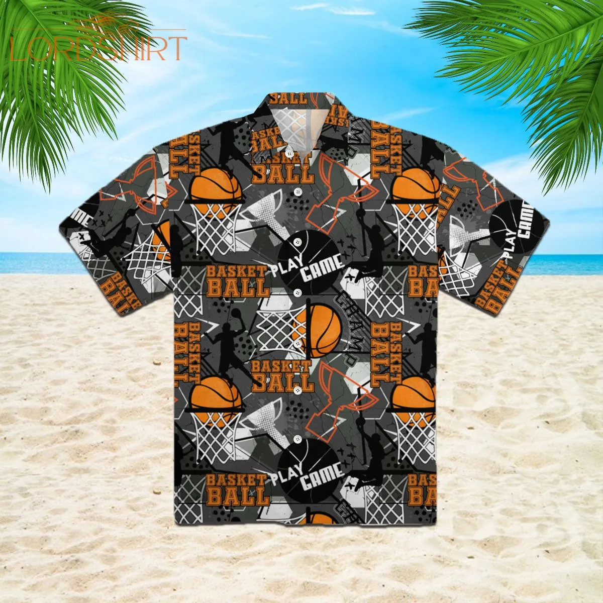 Gray Baseketball Champion Hawaiian Shirt