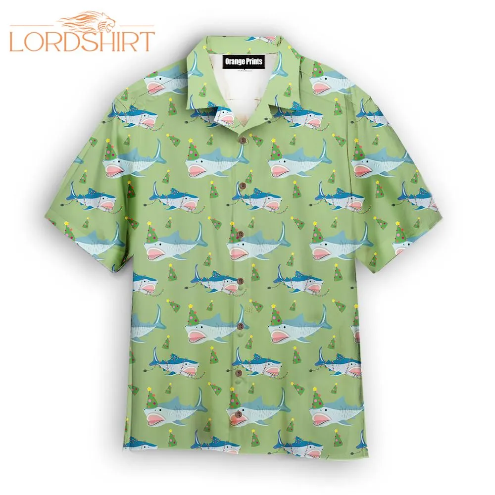 Green Shark Love Christmas In July Hawaiian Shirt