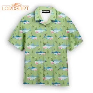 Green Shark Love Christmas In July Hawaiian Shirt