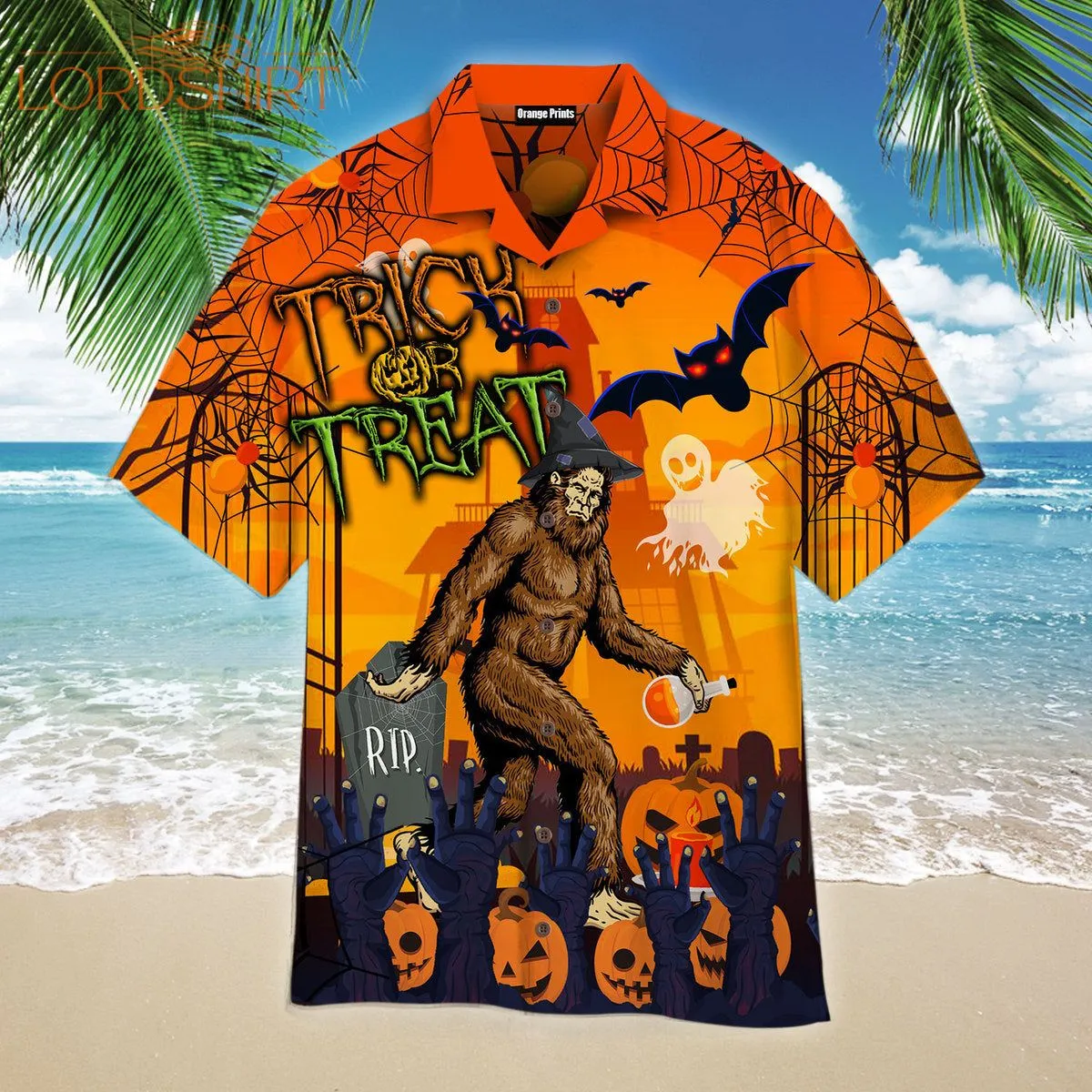 Halloween Bigfoot Trick Or Treat Hawaiian Shirt