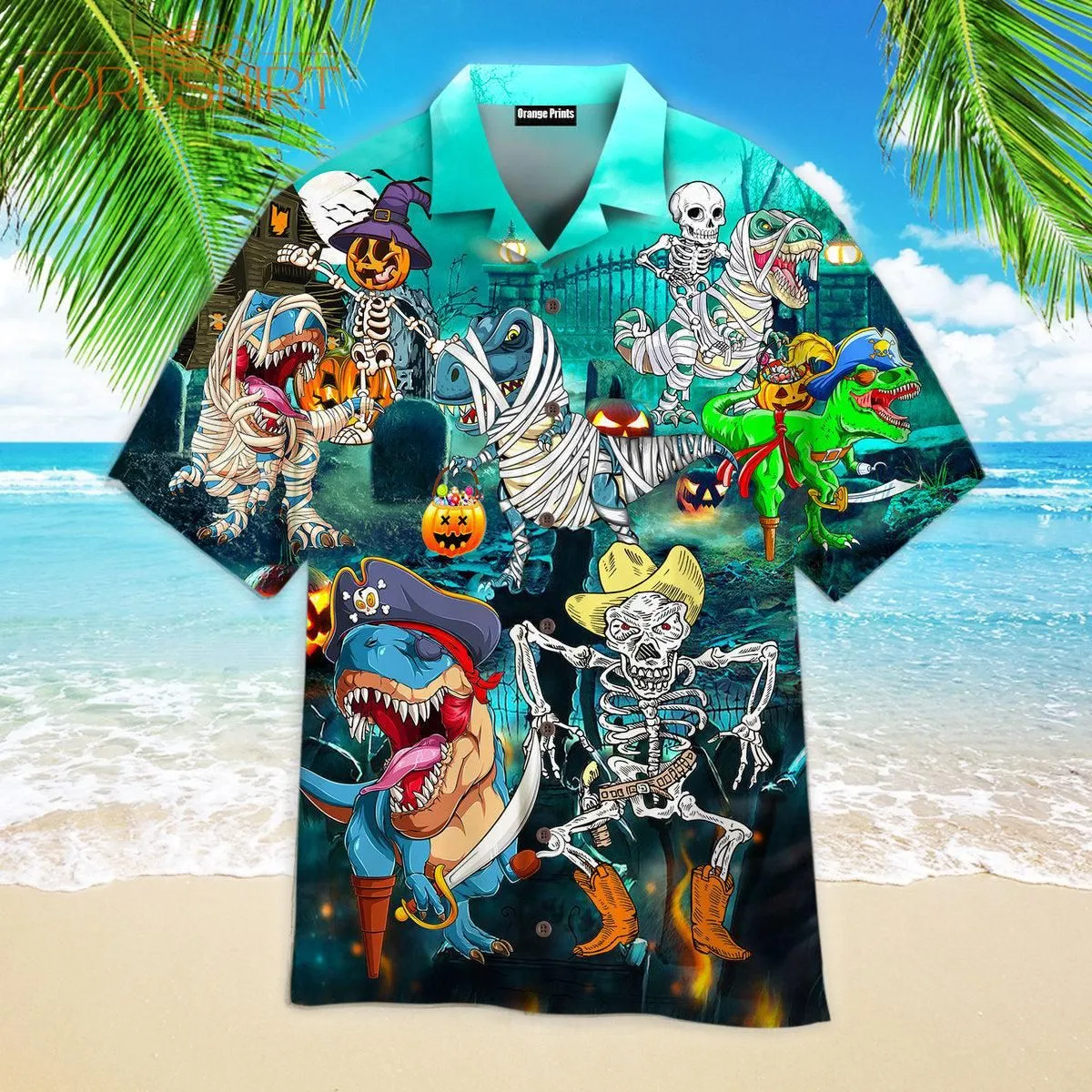 Halloween Dinosaur Scary Party Hawaiian Shirt