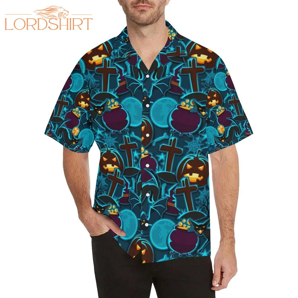 Halloween Pumpkin Cat Hawaiian Shirt