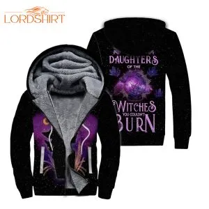 Halloween Purple Witches Fleece Zip Hoodie All Over Print