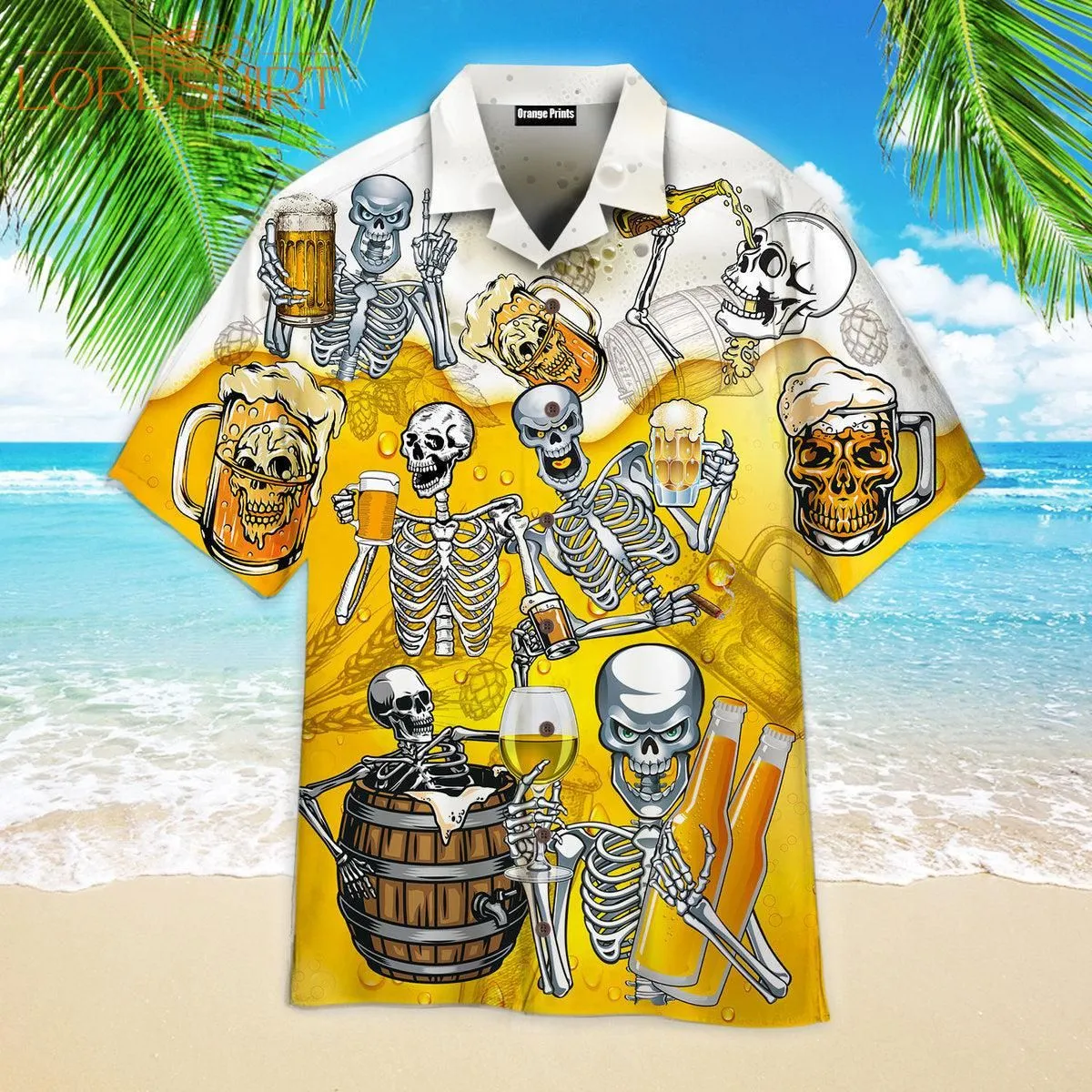 Halloween Skull Beer Party Hawaiian Shirt