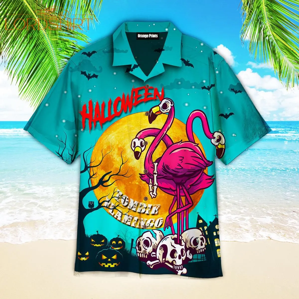 Halloween Zombie Flamingo Hawaiian Shirt