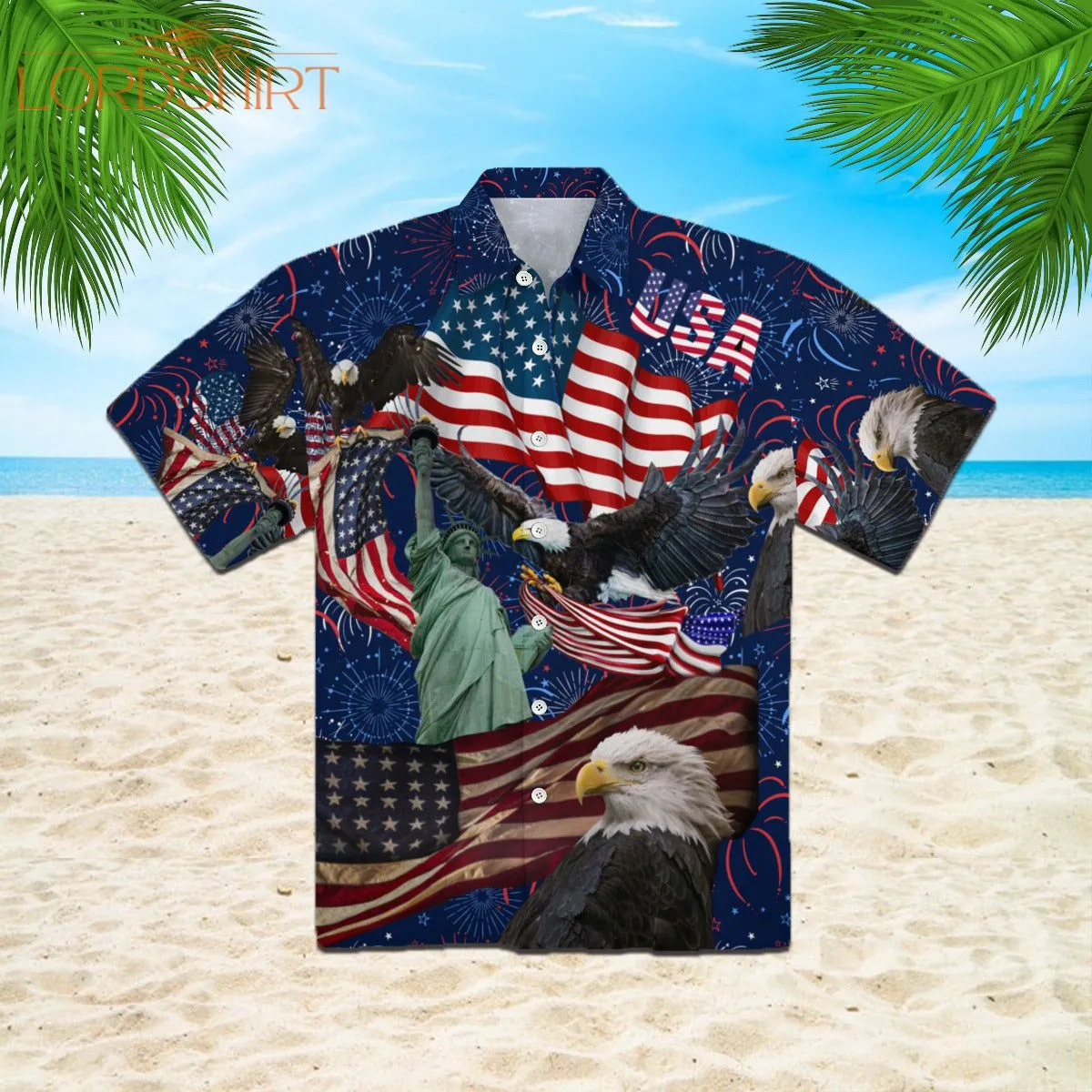 Happy 4th July Independence Day God Bless America Eagle Hawaiian Shirt