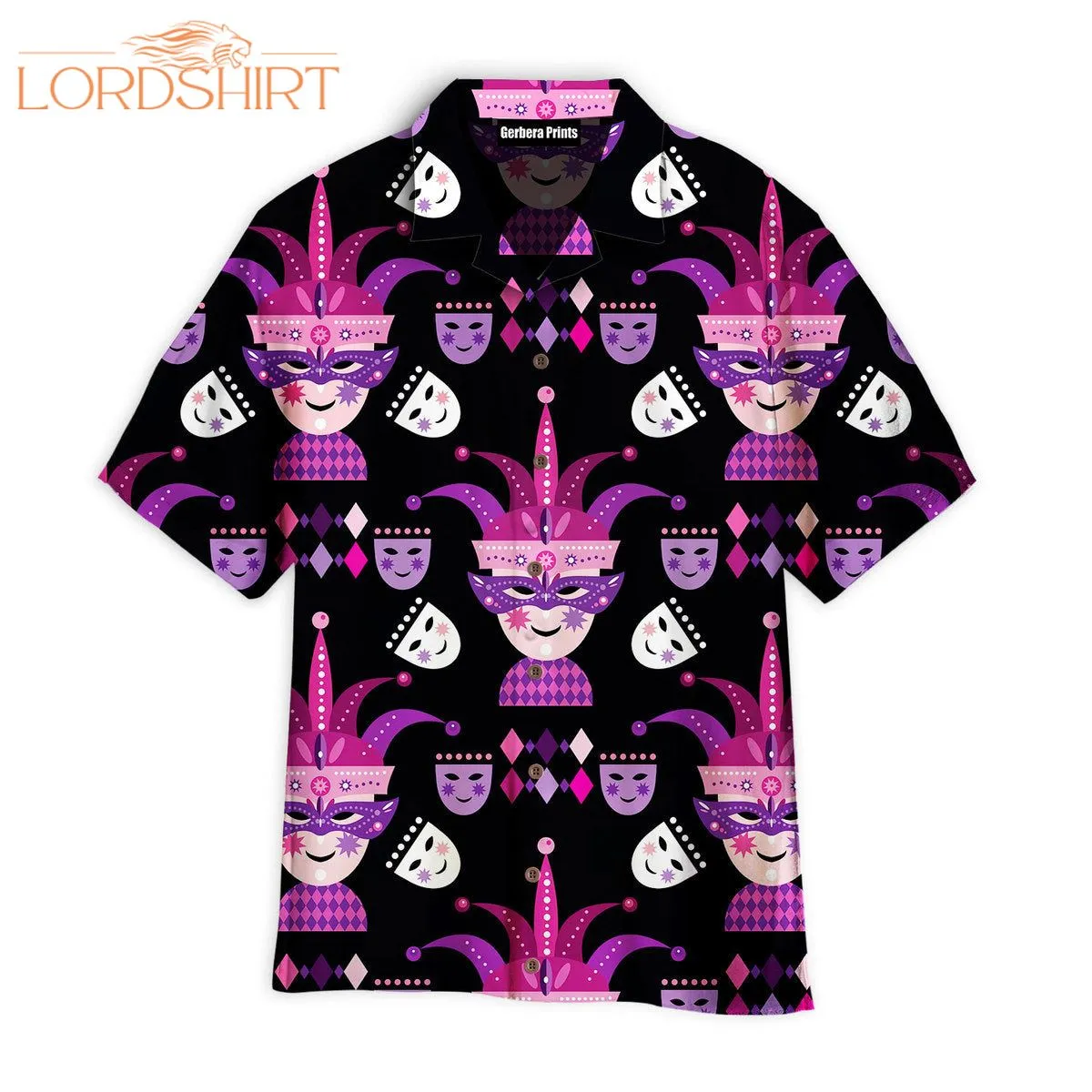 Happy Mardi Gras Purple Pattern Aloha Hawaiian Shirts For Men & For Women