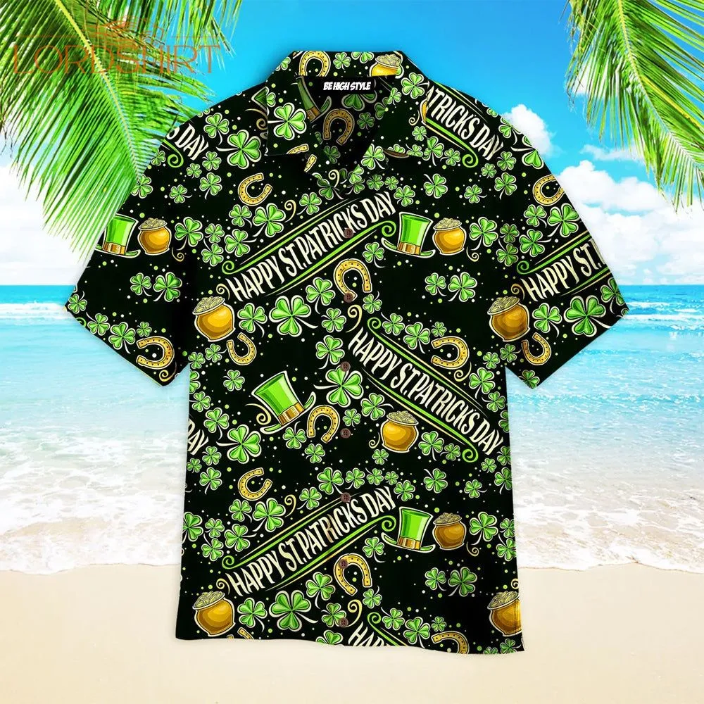 Happy St Patricks Day Lucky Pattern Aloha Hawaiian Shirt