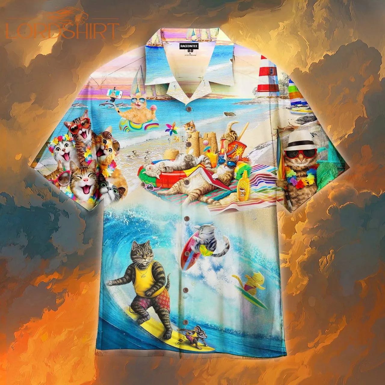 Happy Surfing Day With Cats Hawaiian Shirt