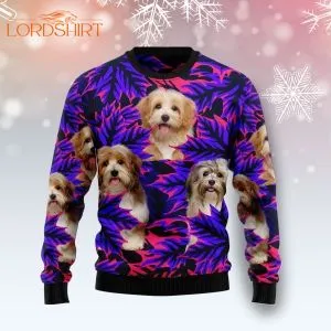 Havanese Leaves Ugly Christmas Sweater