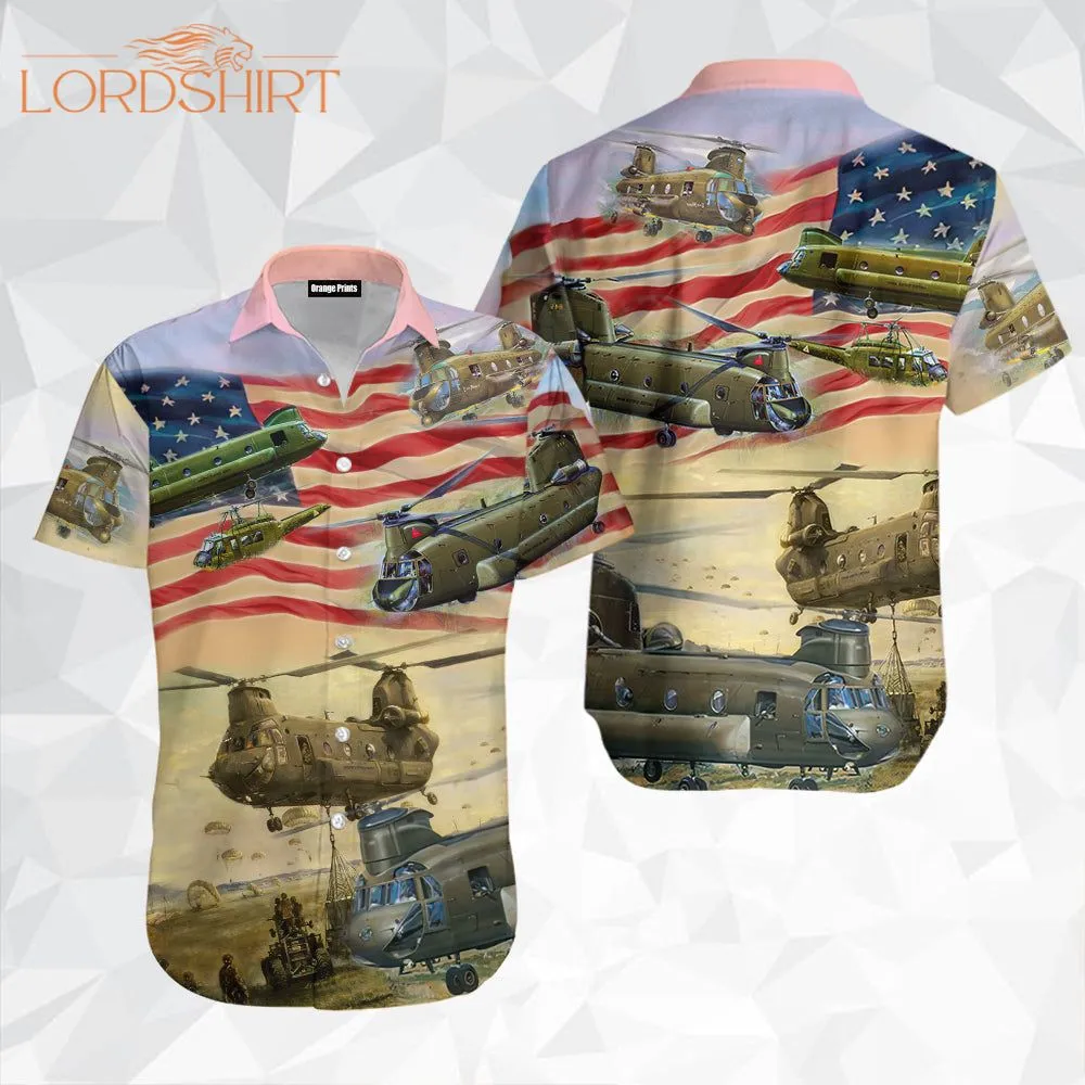 Helicopter American Flag Aloha Hawaiian Shirt