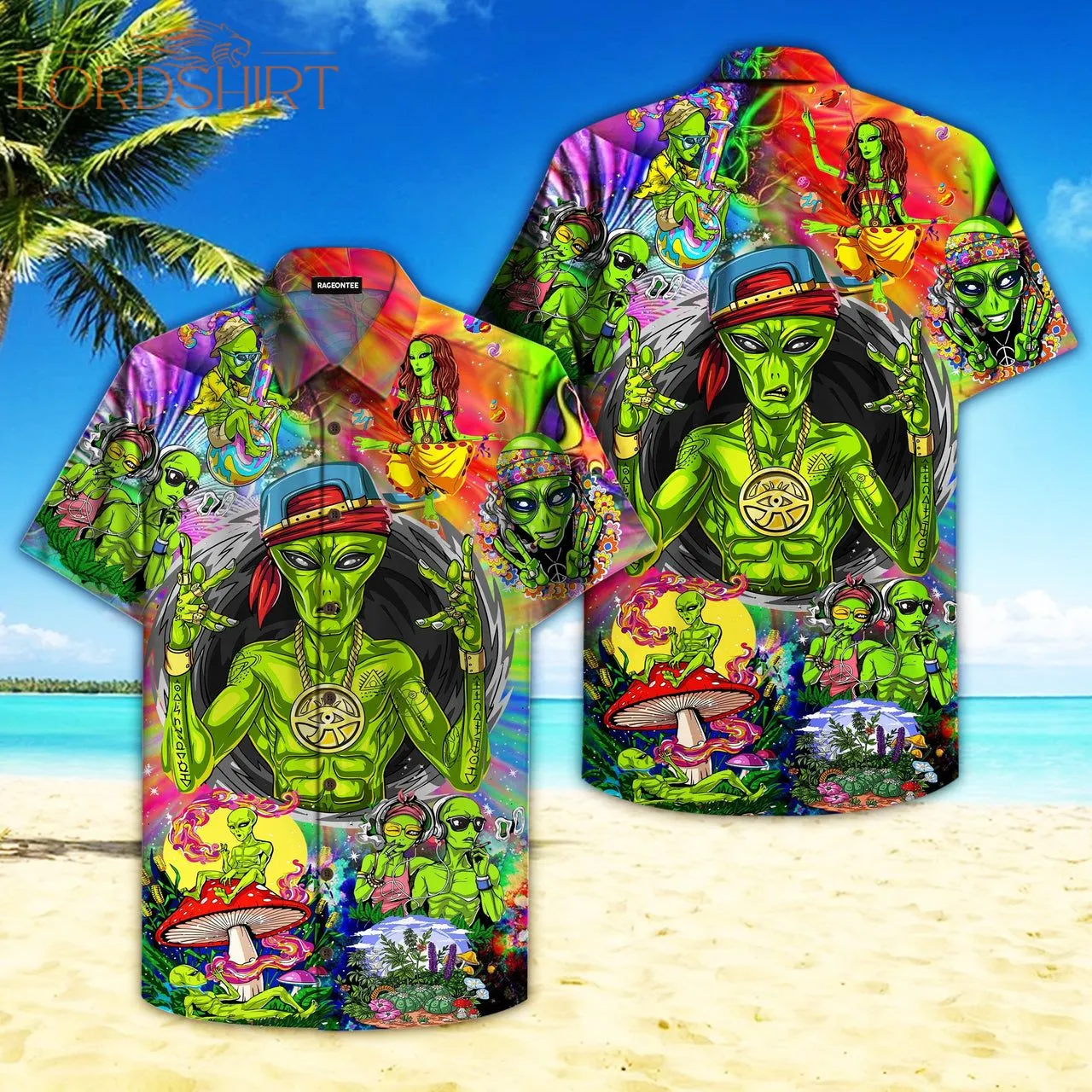 Hippie Alien Peace Life Hawaiian Shirt