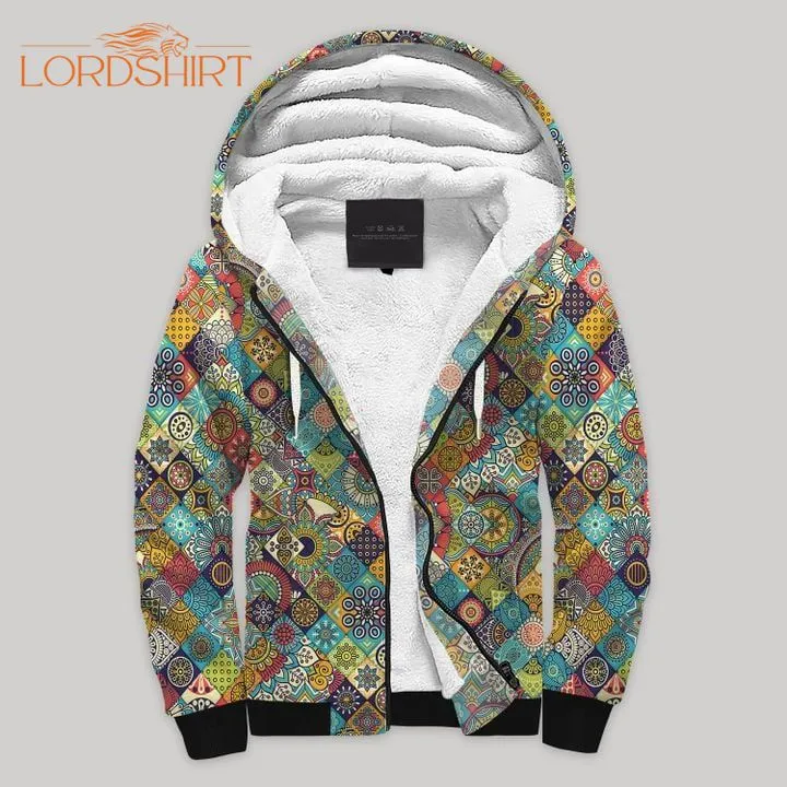 Hippie Mandala Fleece Zip Hoodie All Over Print