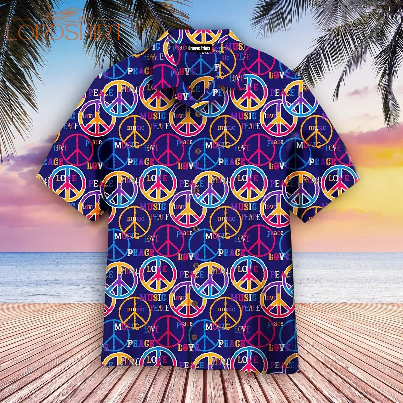 Hippie Peace Love Music Aloha Hawaiian Shirt