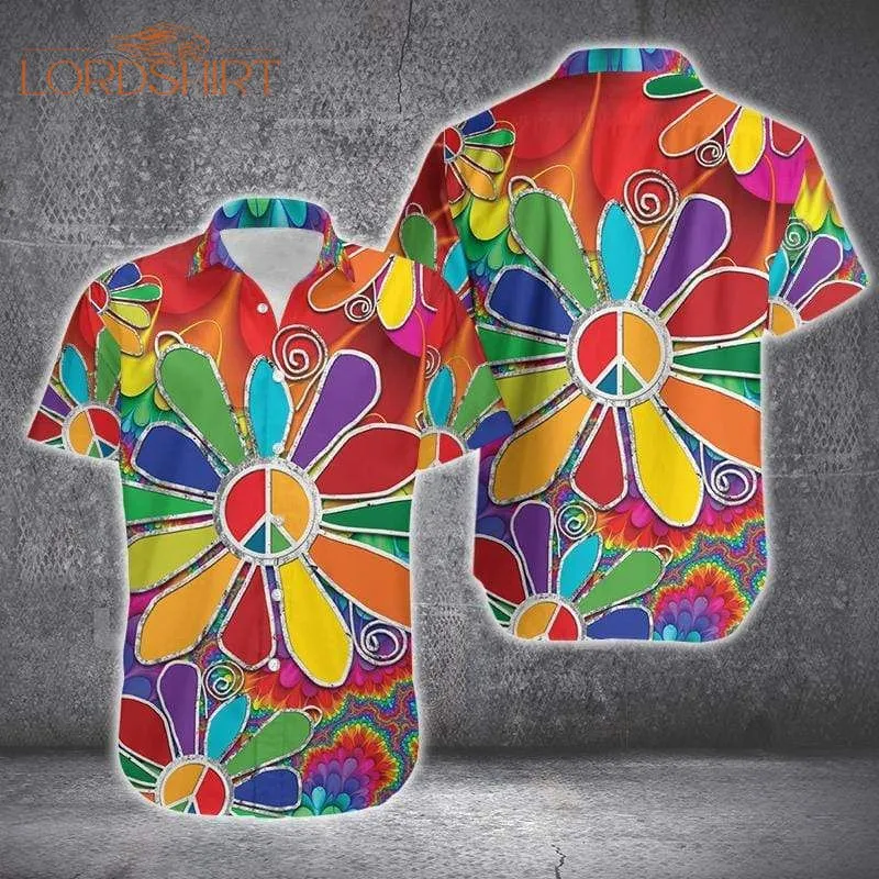 Hippie Tie Dye Flower Hawaiian Shirt