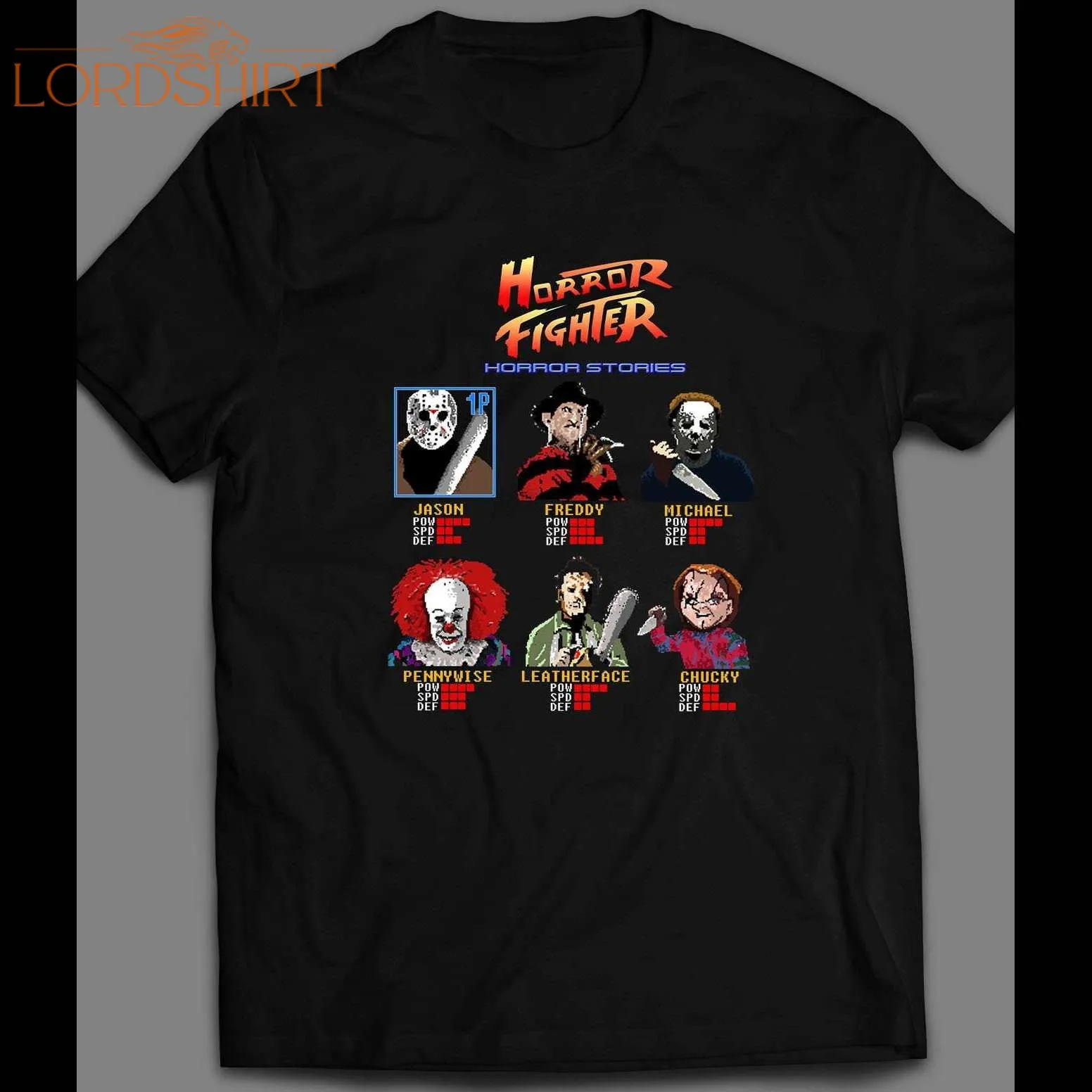 Horror Fighter Retro Video Game Parody Halloween Shirt