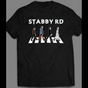 Horror Movie Serial Killers Abbey Rd Parody Stabby Rd Halloween Shirt