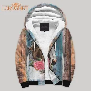 Horse And Flower Fleece Zip Hoodie All Over Print