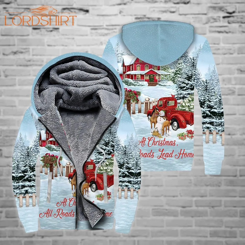 Horse Beautiful Christmas Fleece Zip Hoodie All Over Print