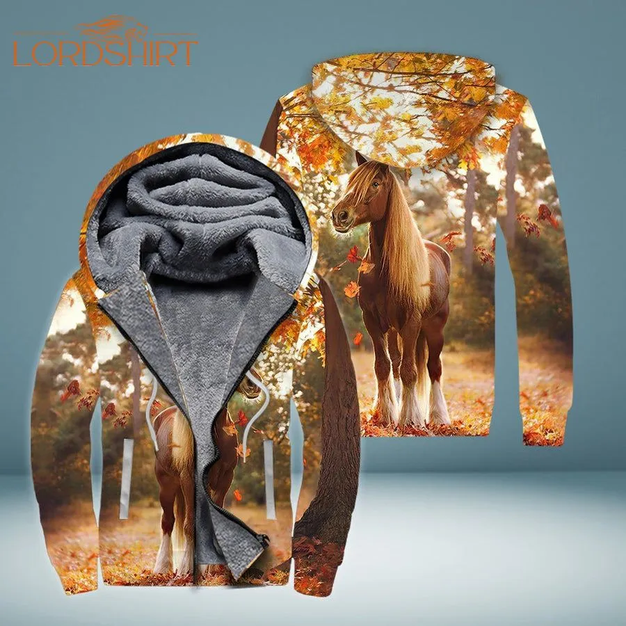 Horse Leave Fall Fleece Zip Hoodie All Over Print