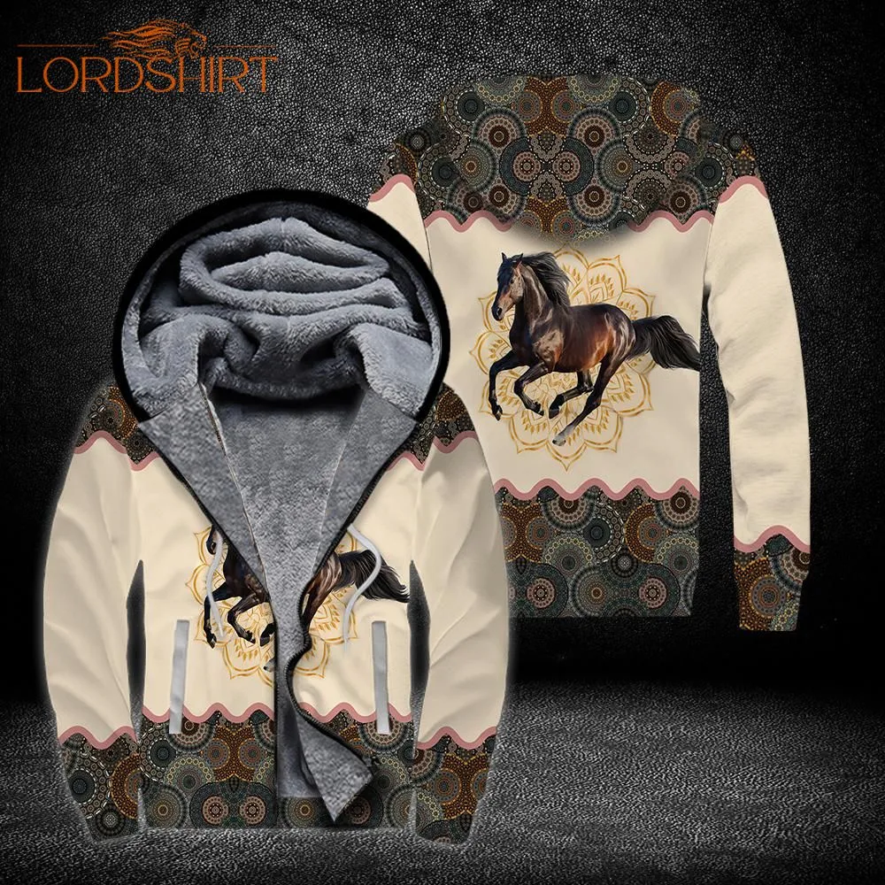 Horse Mandala Fleece Zip Hoodie All Over Print