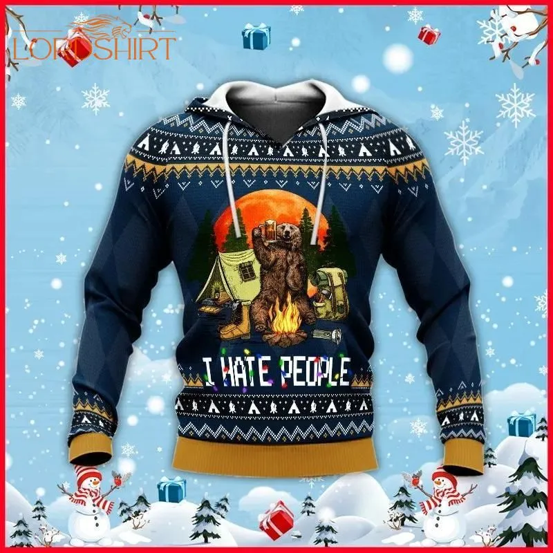 I Hate People Christmas Camping Knitting Pattern 3d All Over Print