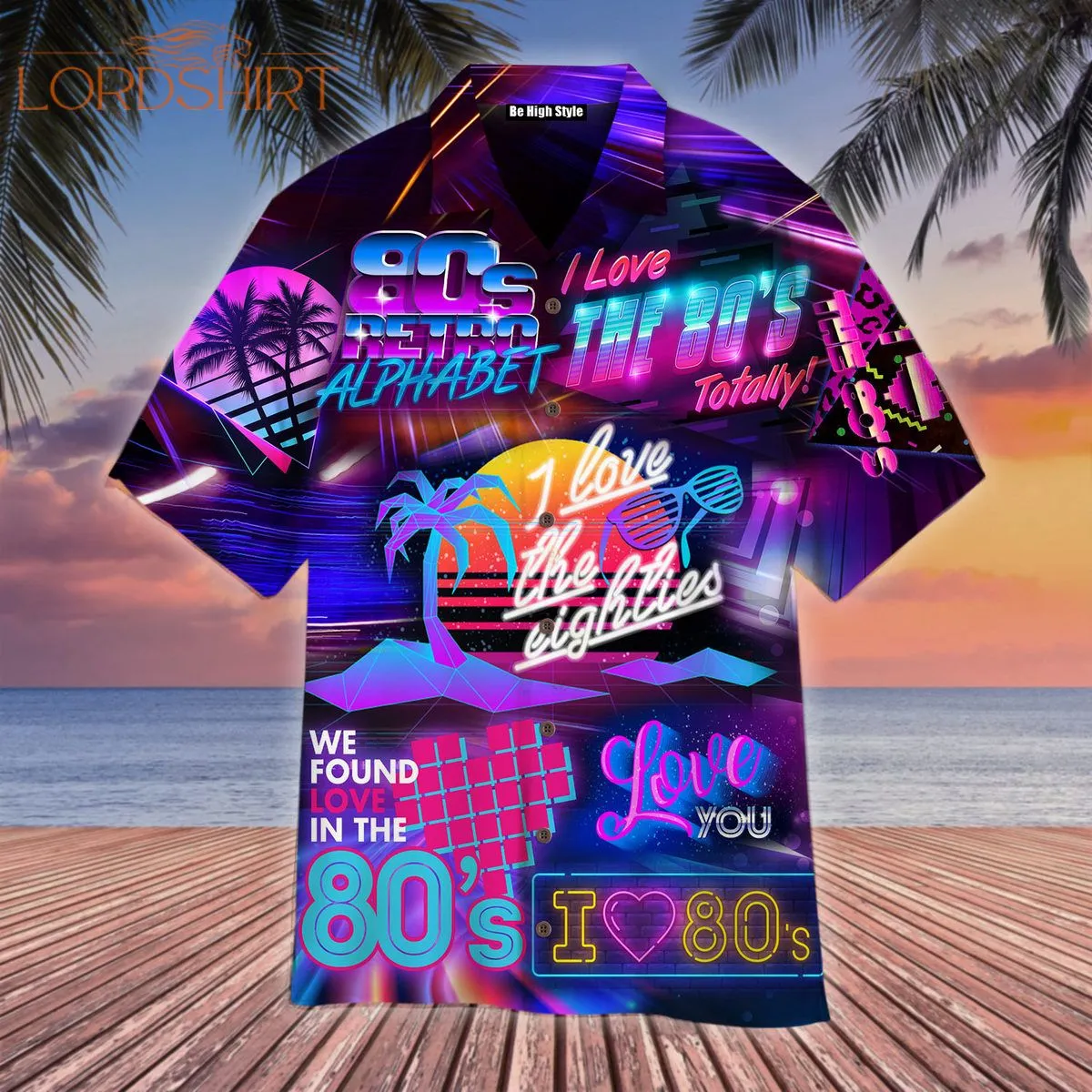 I Love The 80s Neon Music Party Hawaiian Shirt