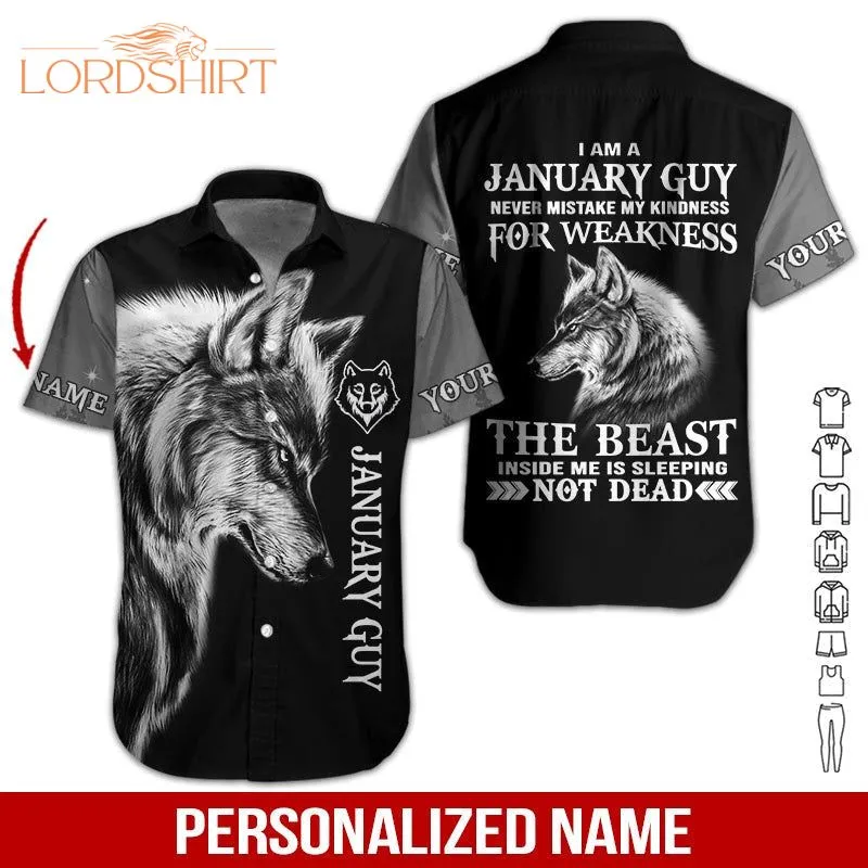 January Guy Custom Name Hawaiian Shirt