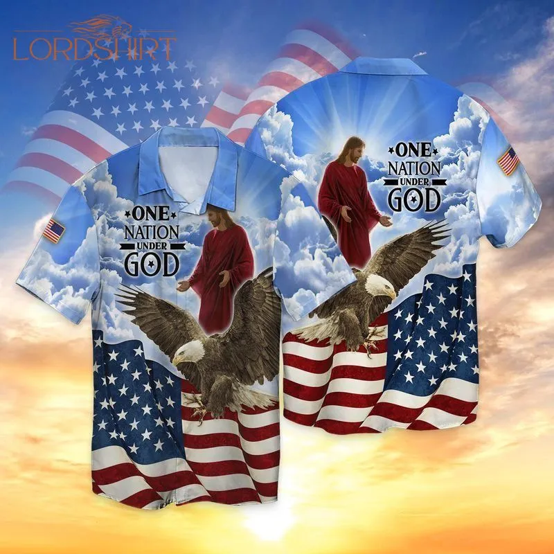 Jesus And Eagle One Nation Under God Hawaiian Shirt