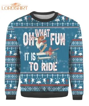 Jesus Ride Skateboarding With Satan Ugly Christmas Sweater