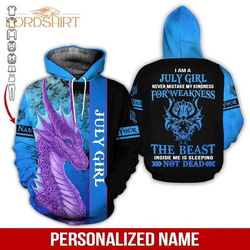 July Girl Dragon Custom Name 3d All Over Print