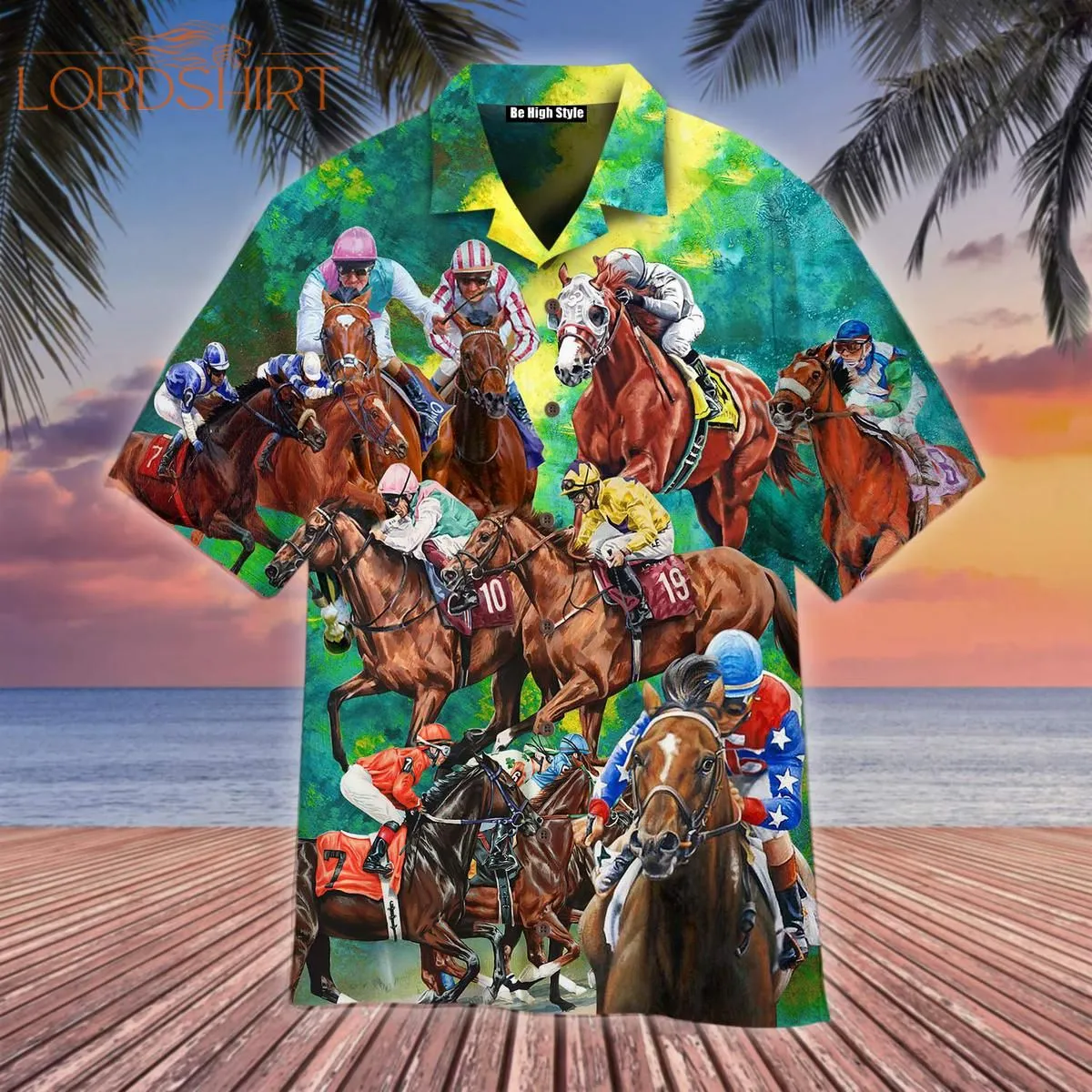 Kentucky Derby Horse Racing Aloha Hawaiian Shirt