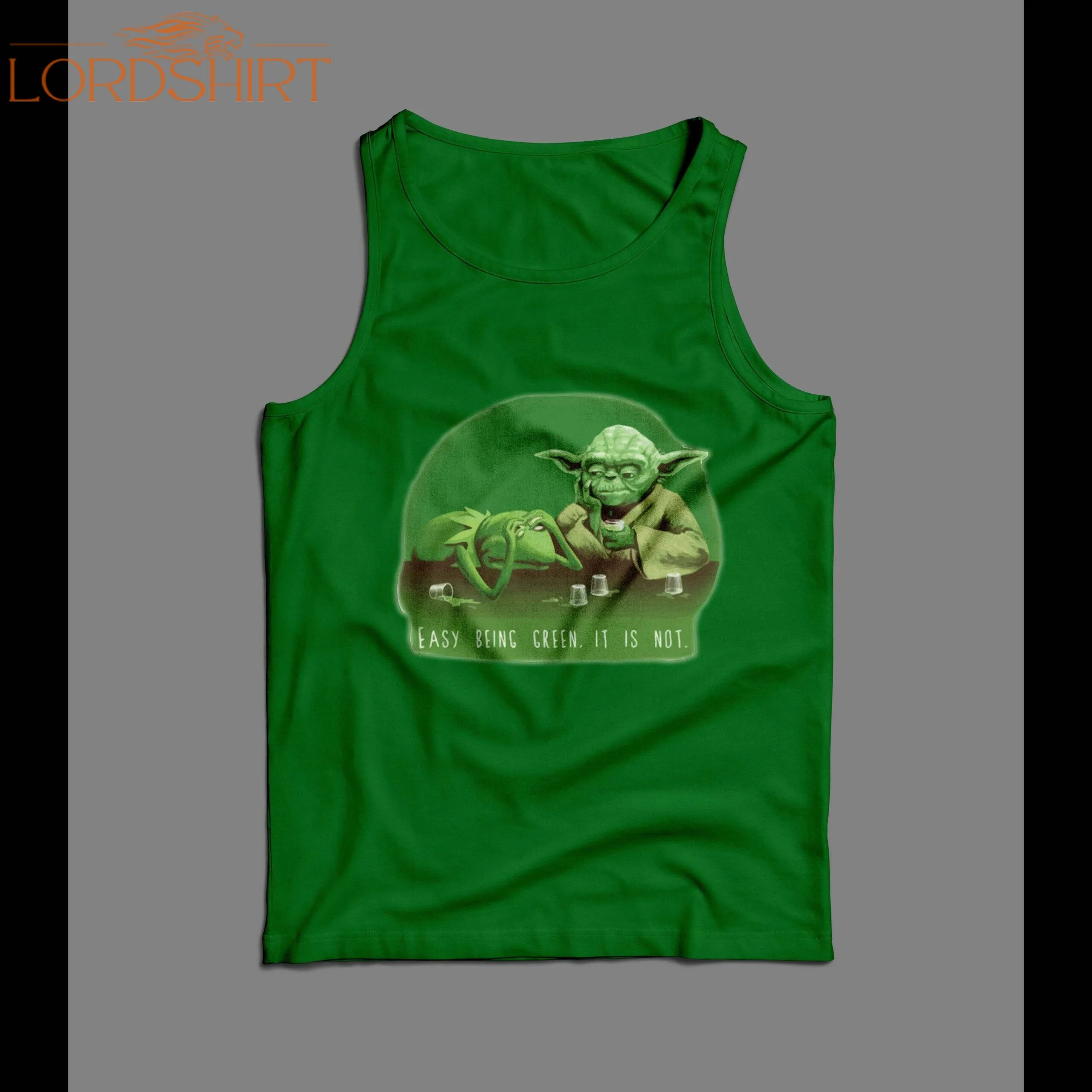 Kermit The Frog Yoda Easy Being Green It Is Not Parody Men's Tank Top