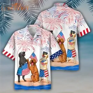 Labrador Independence Day Hawaiian Lei Hawaiian Shirt