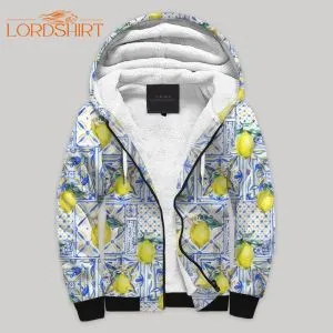 Lemon Pattern Blanket Fleece Zip Hoodie All Over Print