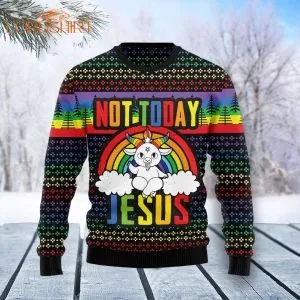 Lgbt Not Today Jesus Ugly Christmas Sweater