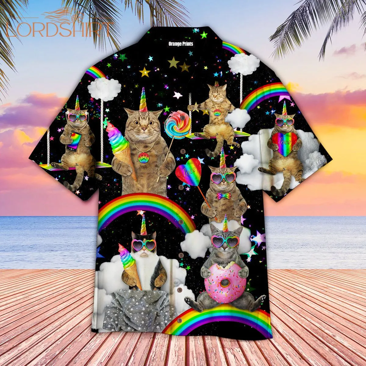 Lgbt With Unicorn Cat Aloha Hawaiian Shirt