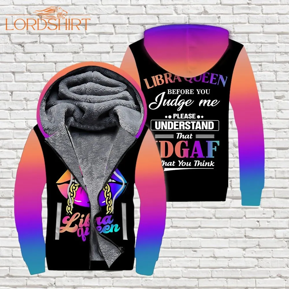 Libra Zodiac Girl Idgaf Fleece Zip Hoodie All Over Print