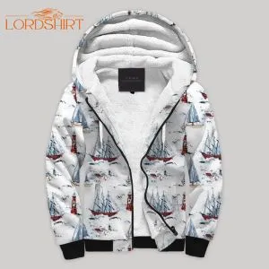 Lighthouse Sailboat Fleece Zip Hoodie All Over Print