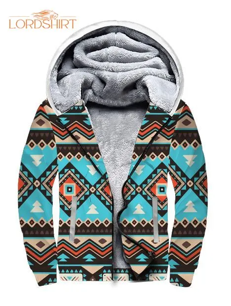 Line Shapes Ethnic Pattern Fleece Zip Hoodie All Over Print