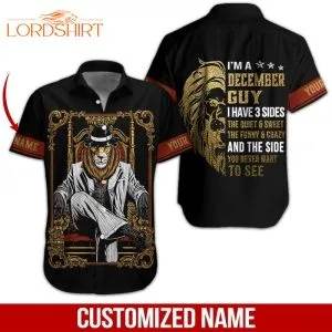 Lion December Guy Custom Name Hawaiian Shirt