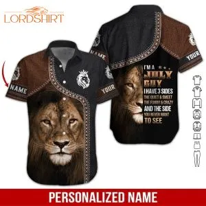 Lion July Guy Custom Name Hawaiian Shirt