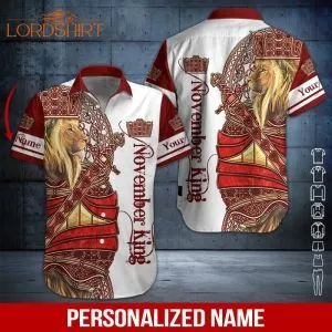 Lion November Guy Custom Name Hawaiian Shirt