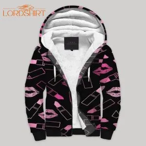 Lipstick Pink Fleece Zip Hoodie All Over Print