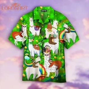 Llama And Sloth St Patricks Day Hawaiian Shirt