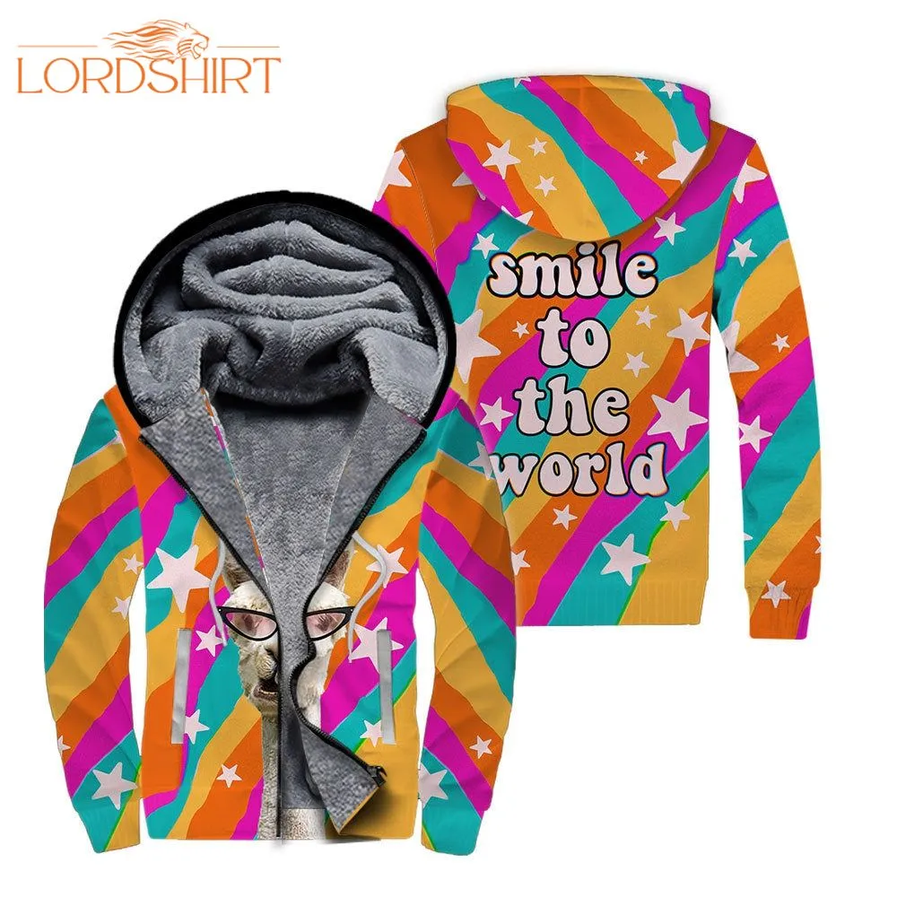 Llama Smile To The World Fleece Zip Hoodie All Over Print