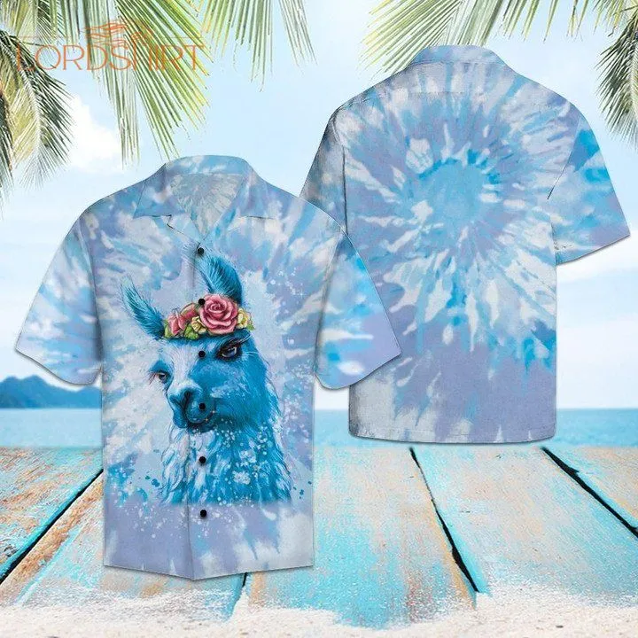 Llama Tie Dye Aloha Hawaiian Shirt