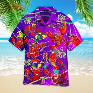 Mardi Gras Crawfish Aloha Hawaiian Shirt